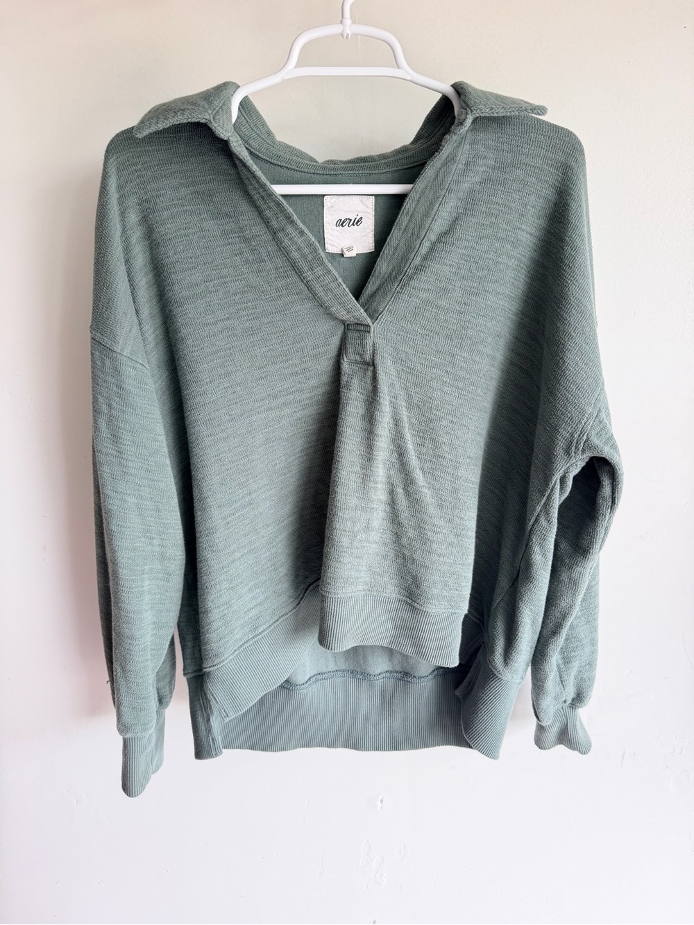 NWOT aerie Sage Green V-Neck Sweatshirt
